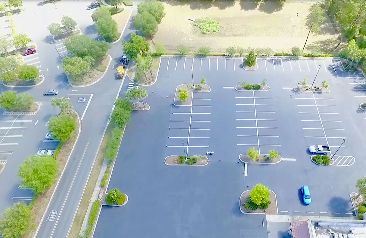 Asphalt parking lot aerial view